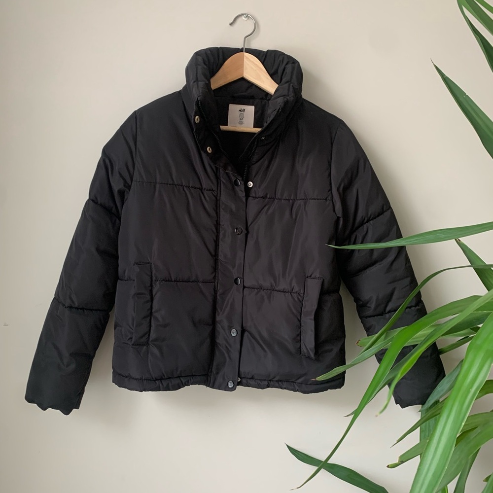 H&M Girls 11-12 Black Puffer Jacket